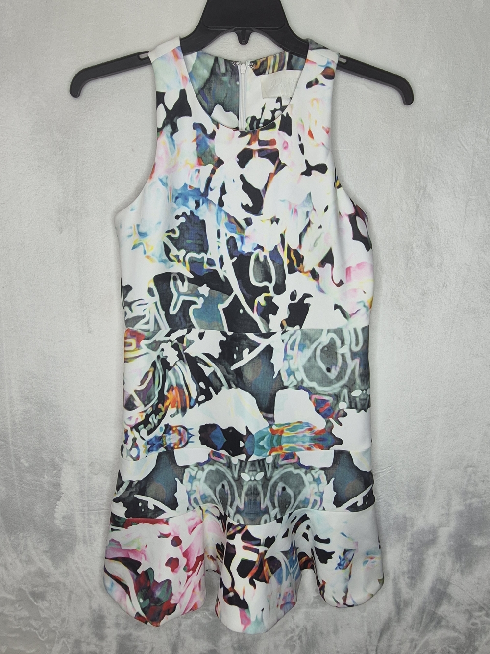 Mare Mare Abstract Floral Structured Scuba Drop Waistβ Mini Dress Womens Medium